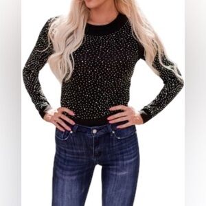 Black Rhinestone Bodysuit